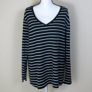 Lane Bryant Black and White Striped Top Size 22 NWT